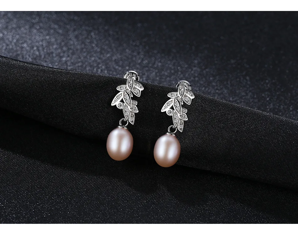 

[MeiBaPJ]Natural Freshwater Pearl Fashion Drop Earrings Real 925 Sterling Silver Fine Charm Jewelry for Women SY