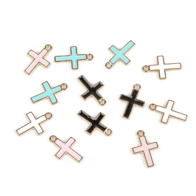 

10x16mm Zinc Alloy Metal Enamel Simple Catholicism Crosses Charm Pendant For DIY Creative Earring Necklace Jewelry Findings