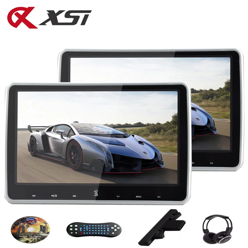 

XST 2PCS 10.1 Inch Car Headrest Monitor HD Digital LCD Screen MP5 DVD Audio Video Player with USB/SD/HDMI/IR/FM/Game Control