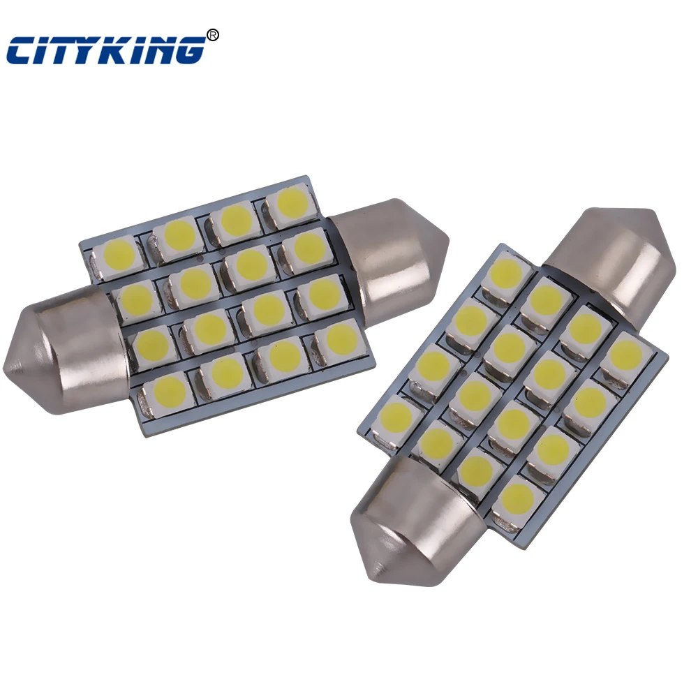 Супер белый Festoon led 16smd 1210 3528 Светодиодный купольный светильник 36 мм 39 41 31