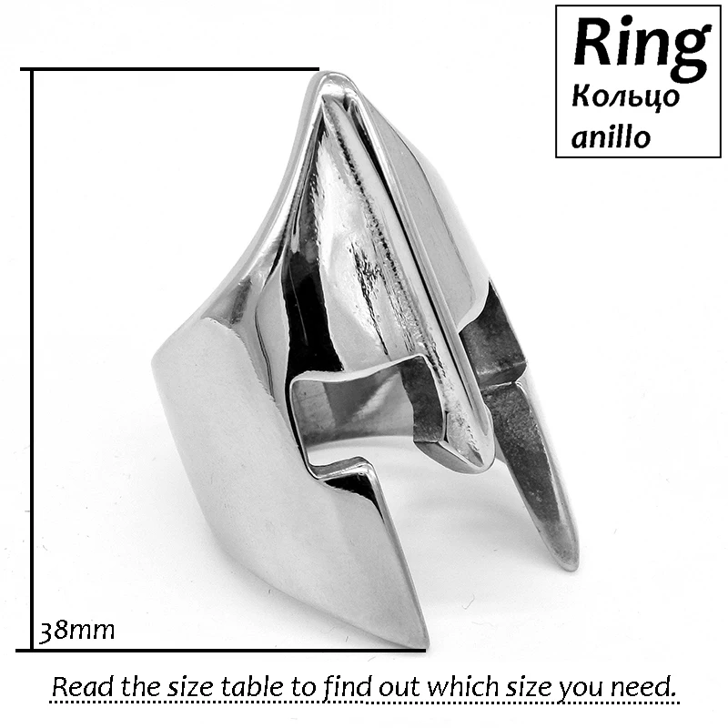 AMUMIU Titanium steel New Arrival Face Sparta Ring Men Stainless Steel Black Color Male jewelry Exquisite Men Biker R019 Fashion Jewelry