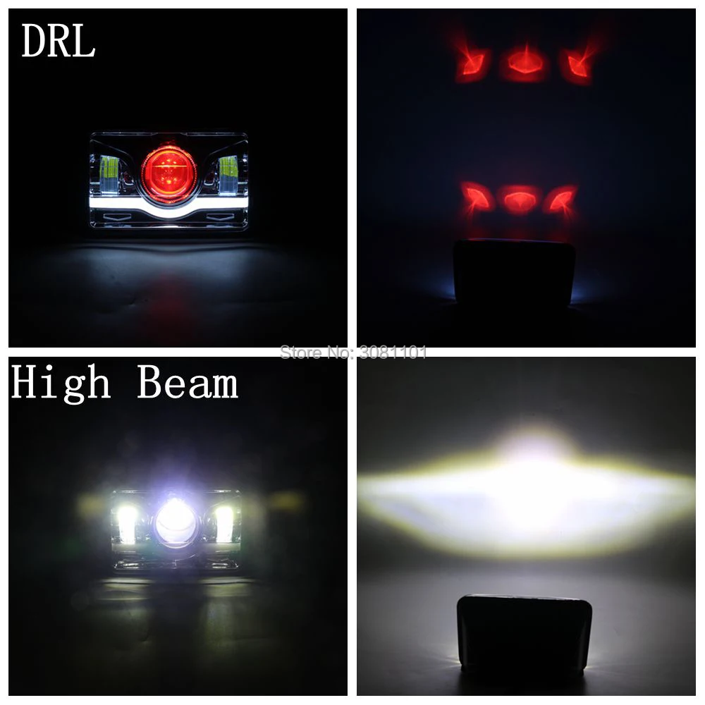 1 шт. 5 дюймов прямоугольный светодиодный проектор фары Hi/Lo луч с ангельскими глазами для SUV, ATV, UTV, 4x4, грузовик, внедорожники, лодки