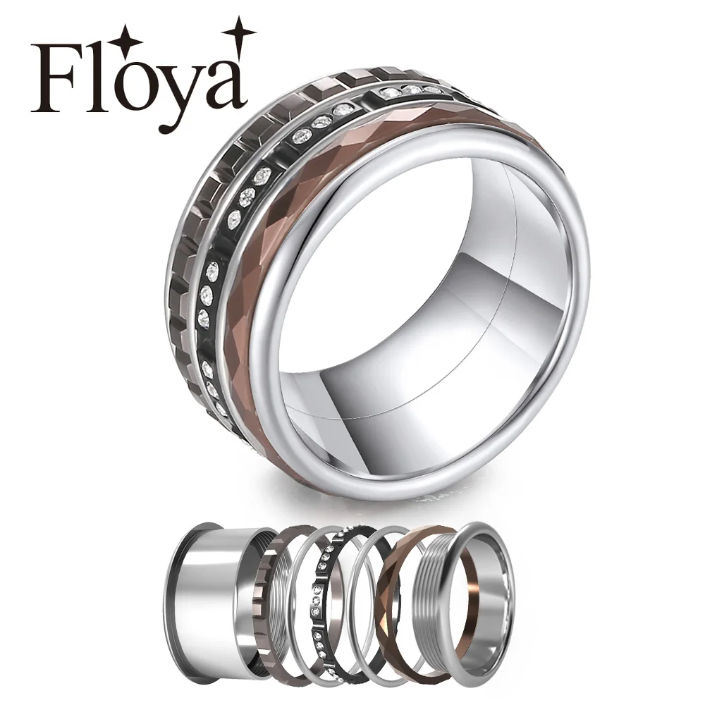 

Floya Titanium Wedding Rings Set For Women Layers Interchangeable Ring Female Party Stackable Stainless Steel Band 2019 Rings