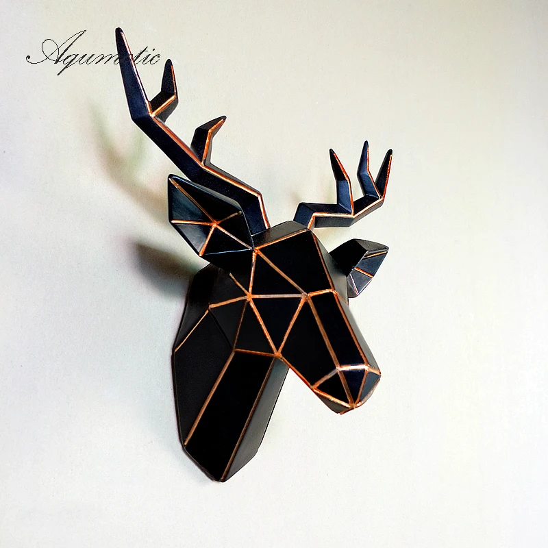 

Aqumotic Deer Head 3D Wall Decoration Chic New High Quality Medium 1pc Golden Elk Sculpture Art Morden Fashion Vogue Feng Shui