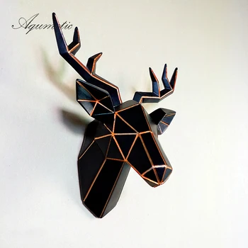 

Aqumotic Deer Head 3D Wall Decoration Chic New High Quality Medium 1pc Golden Elk Sculpture Art Morden Fashion Vogue Feng Shui