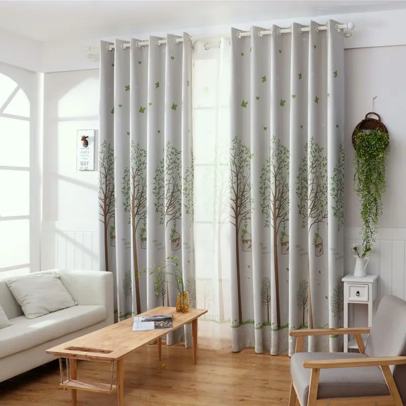 

Soft Tree Theme Window Curtain American Rustic Style Curtains For Living Room Birds Printed Drapes Home Textile