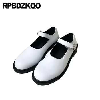 

flats slip on ladies round toe white mary jane 2019 british style vintage women oxfords shoes shallow china elevator thick sole