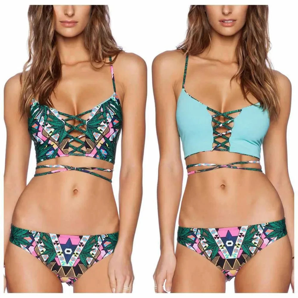 swimwear donne costume da bagno floreale dalla fasciatura costume da bagno a vita alta stampa floreale