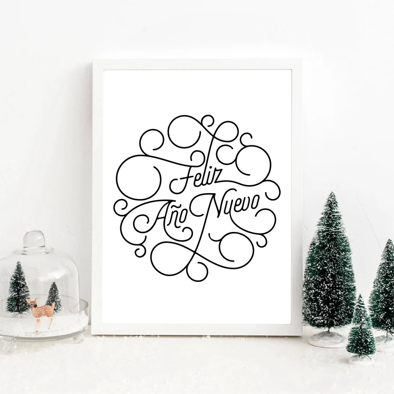 Merry Christmas Spanish Canvas Prints Home Decor