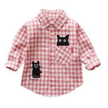 Коллекция года, топы в клетку с камуфляжным цветочным принтом для маленьких мальчиков и девочек хлопковая рубашка с длинными рукавами и отложным воротником, одежда