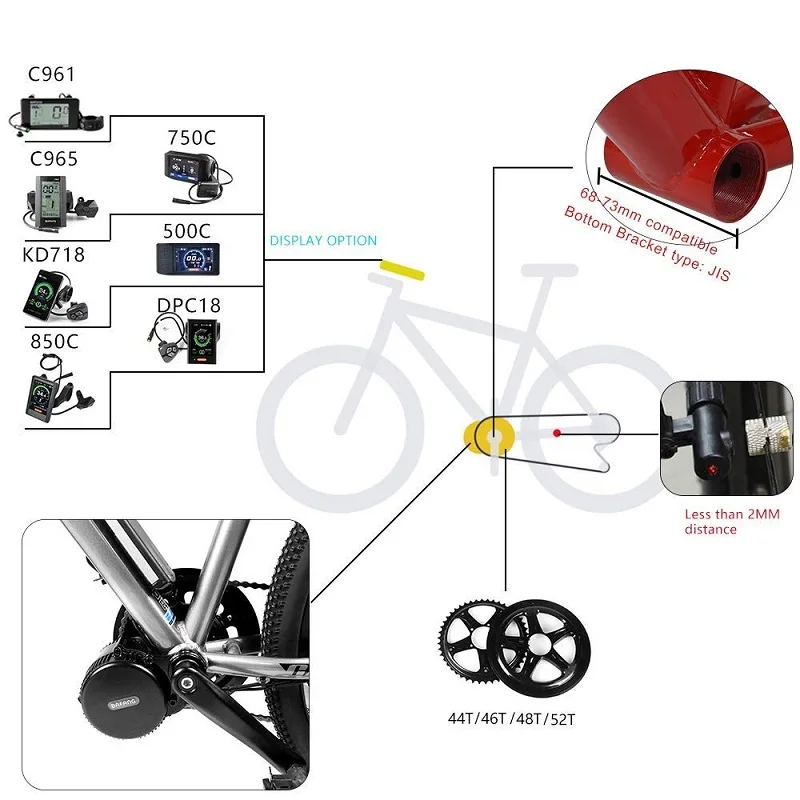 Best EU/RU NO TAX Bafang 36v 250w Brushless Motor BBS01 BBS01B Electric Bicycle Mid Drive Motor Conversion Kits For Electric Bike 9