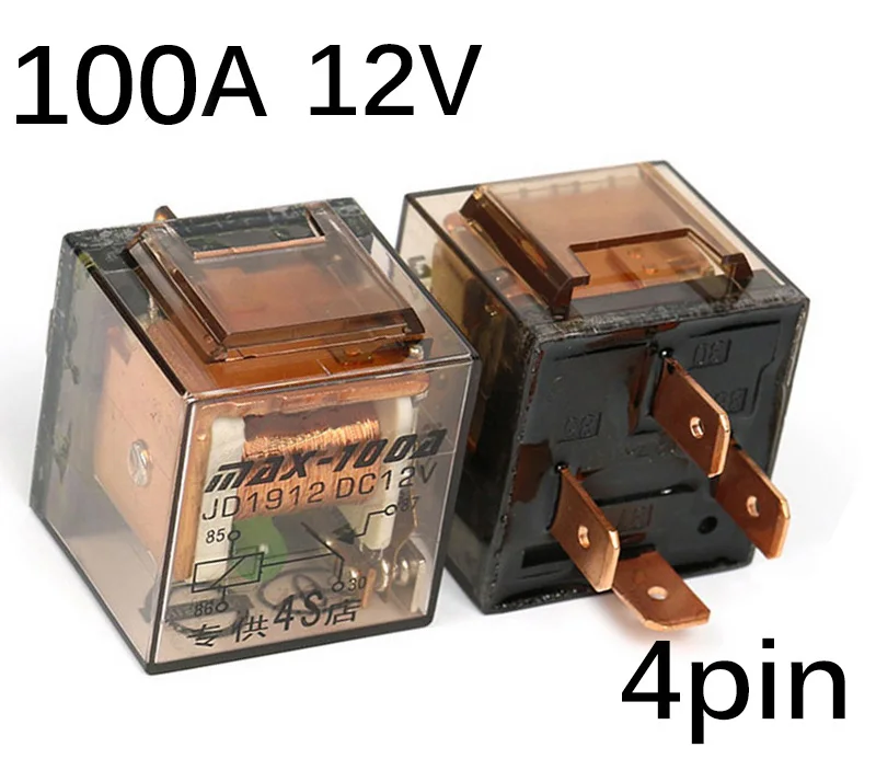 SPST 4 Pin/SPDT 5 Pin опционально с зеленый светодиодный свет и Керамика гнездо 80A/100A Водонепроницаемый автомобильные реле 12 V/24 V - Название цвета: 4 Pin 12V 100A