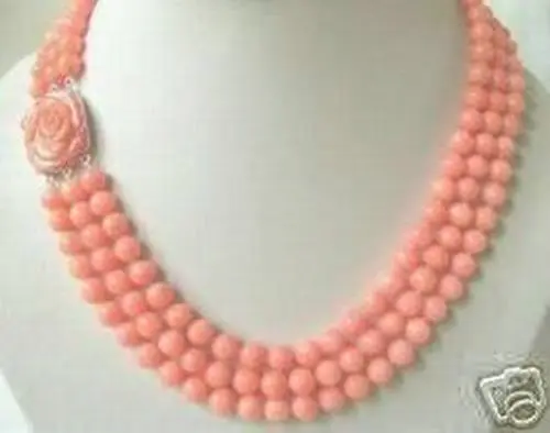 

Rare 3 rows 7-8mm Pink coral beads necklace 5.27