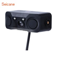 Seicane HD 3 em 1 Alarme Sonoro CCD HD Car Inverter LED Câmera de Visão Traseira de Estacionamento Sistema de Radar de Backup Câmera Retrovisor 2 sensores