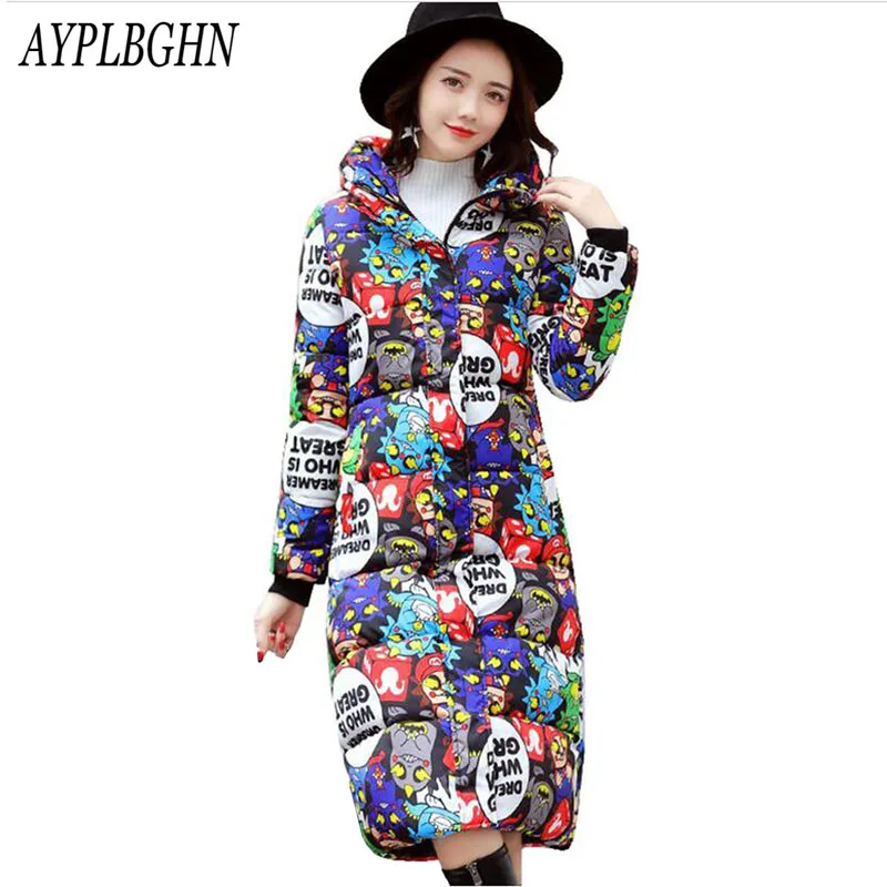 new Printing Cotton font b Jacket b font font b Women b font New Winter Coat