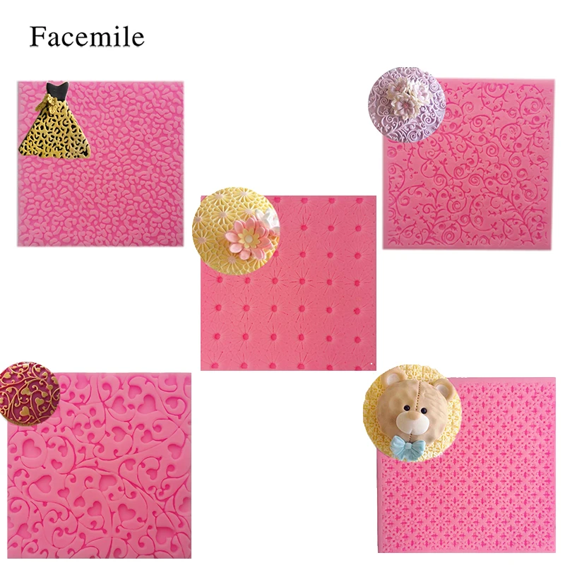 

Facemile 5PCS/Set Lace Border Pad Mat Cake Decorating Texture Silicone Molds Baking Tools Cupcake Fondant Chocolate Moulds
