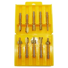 10pcs Set Box 3mm HSS Titanium Router Bits Wood Cutter Milling Fits Dremel Rotary Tool Engraving Machine Knife Sharpening Slot