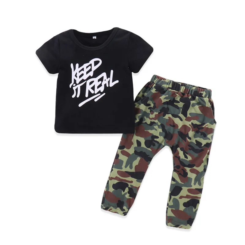 

toddler girl clothes roupa infantil Baby Boy Casual T Shirt Top Cotton Camo Pants Camouflage Trouser Clothes children Clothing
