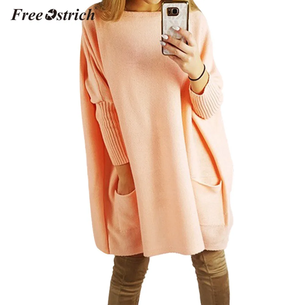 

Free Ostrich Sweater Dress Women 2019 Autumn Winter Long Sleeve Jumper Casual Loose Knitted Knee-Length Vestido De Festa A2235