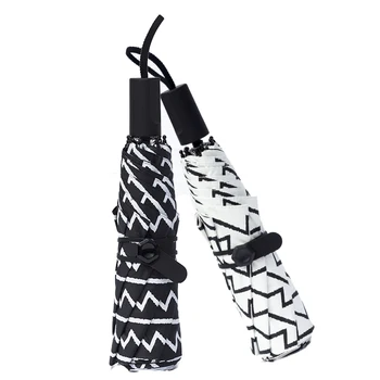 

Stripe Umbrella Rain Woman Fashion Three Folding Umbrellas For Men Wholesale Black Coating Sun Protection Parasol Kids Paraguas