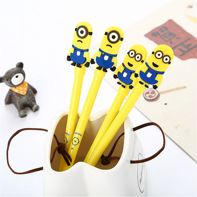 

0.38mm Kawaii fountain pen creativos Cartoon cute Minions pattern school office Supplies Stationery Christmas black refill