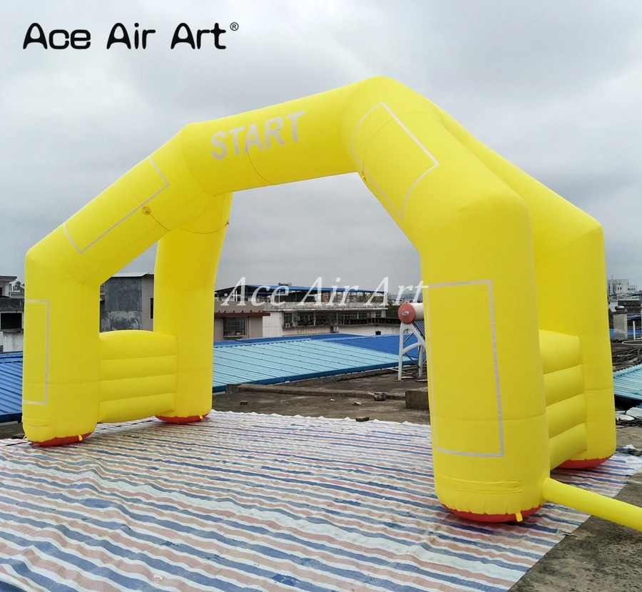 Замечательная желтая многоразовая портативная надувная АРКА для спортивной отделки/линии запуска с прикрепляемыми баннерами, сделанными Ace Air Art