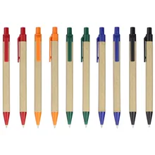 10 шт./лот эко ручка авторучка шариковая жко канцелярские ручка шариковая ручка эко-бумага ручка, пластик клип зеленый концепция экологически чистые YZB008G