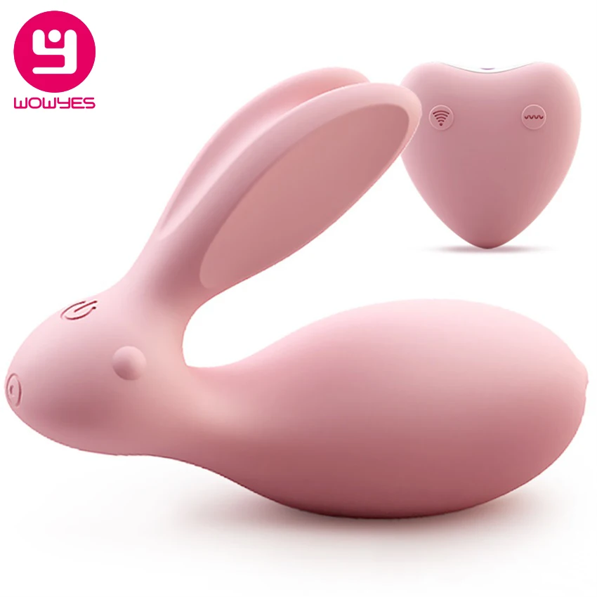  WOWYES Wireless Control USB Charge Rabbit Female Message Vibrator Love Egg Dual Strong Power Sex To