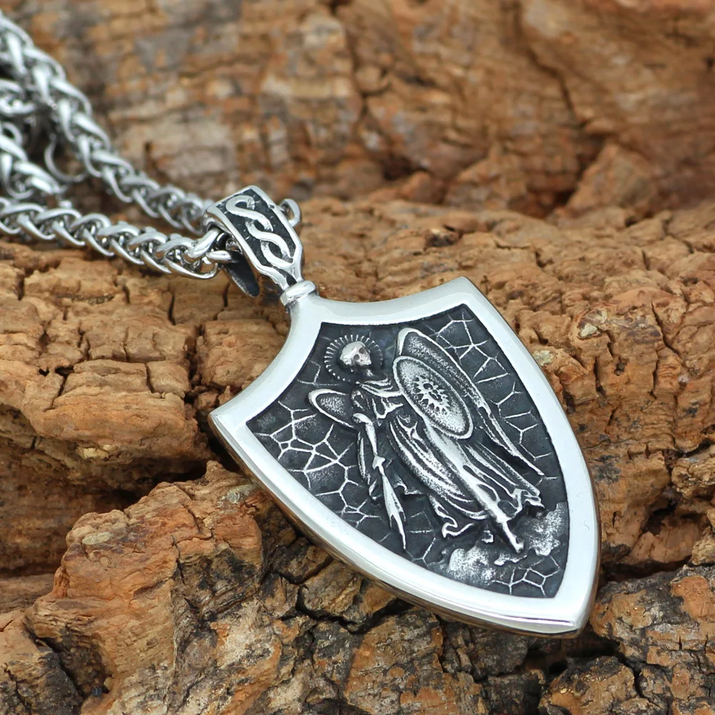 ST.MICHAEL ARCHANGEL крест щит молитва медаль амулет кулон ожерелье из нержавеющей