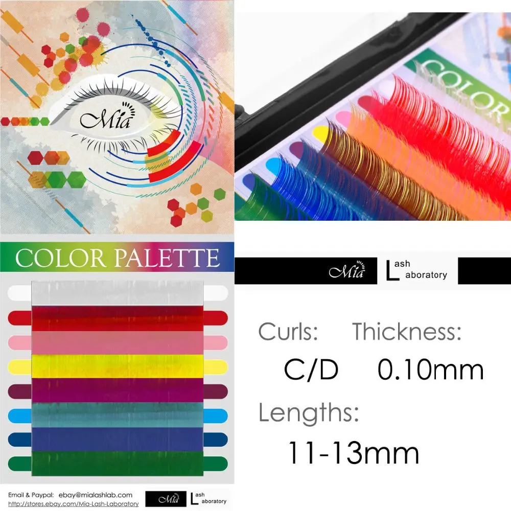 

[0.10 C/D] Mia Color Palette Mix Tray Rainbow Individual Eyelash Extensions Trend