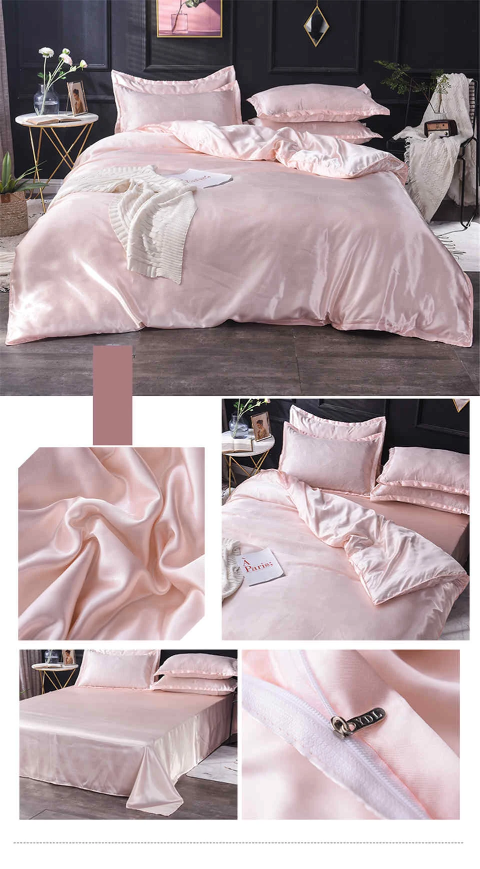 Slowdream Luxury Purple Stain Silk Bedding Set Silky Queen King Bed Set Bedclothe Duvet Cover Queen King Sheet Pillowcase