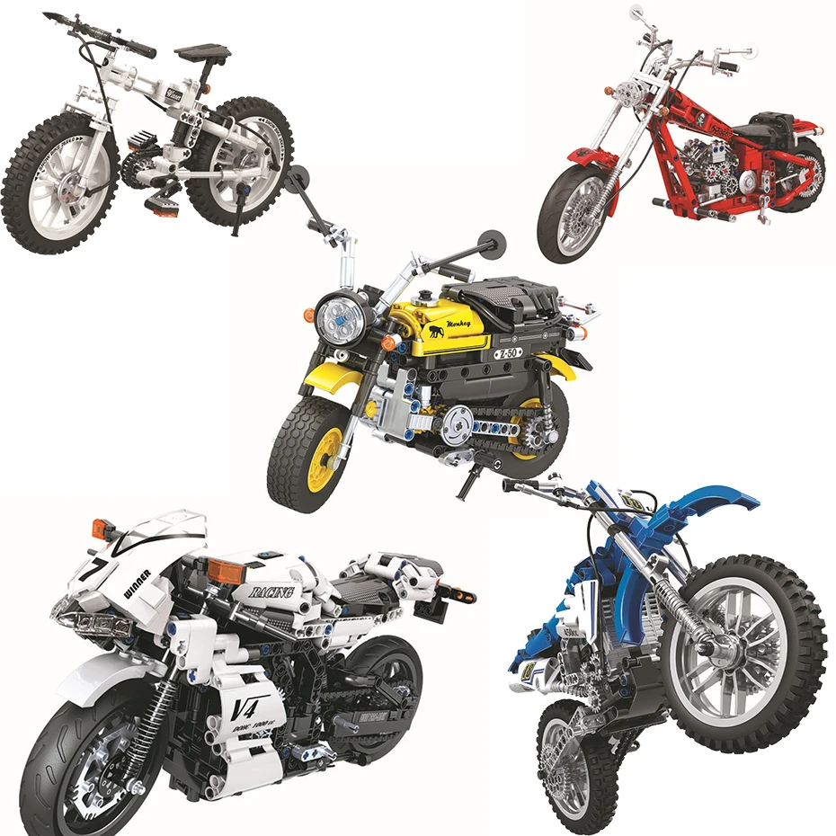 

MEOA новый двигатель серии 5 стилей для мотокросса, для езды на мотоцикле, беговые мотоцикл горный велосипед конструкторных блоков, Детские кубики конструктор