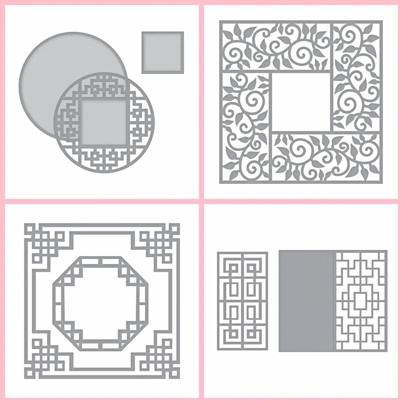 

Chinese Style Lace Frame Dies Scrapbooking Metal Cutting Stencil DIY Card Album Photo Making Embossing Handicraft Template