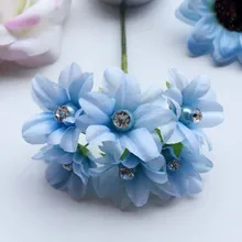 60 шт. 3 см Маленькие искусственные лилии букет шелковые цветы с алмазами для волос бутоньерка Скрапбукинг дома Свадебные украшения