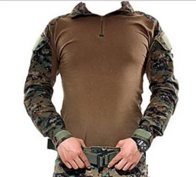 Мужская футболка Multicam Gen2 тактическая Боевая рубашка BDU Брюки колодки страйкбол армейская форма Военная Камуфляж Охота ghillie костюм Велоспорт - Цвет: Woodland Shirts