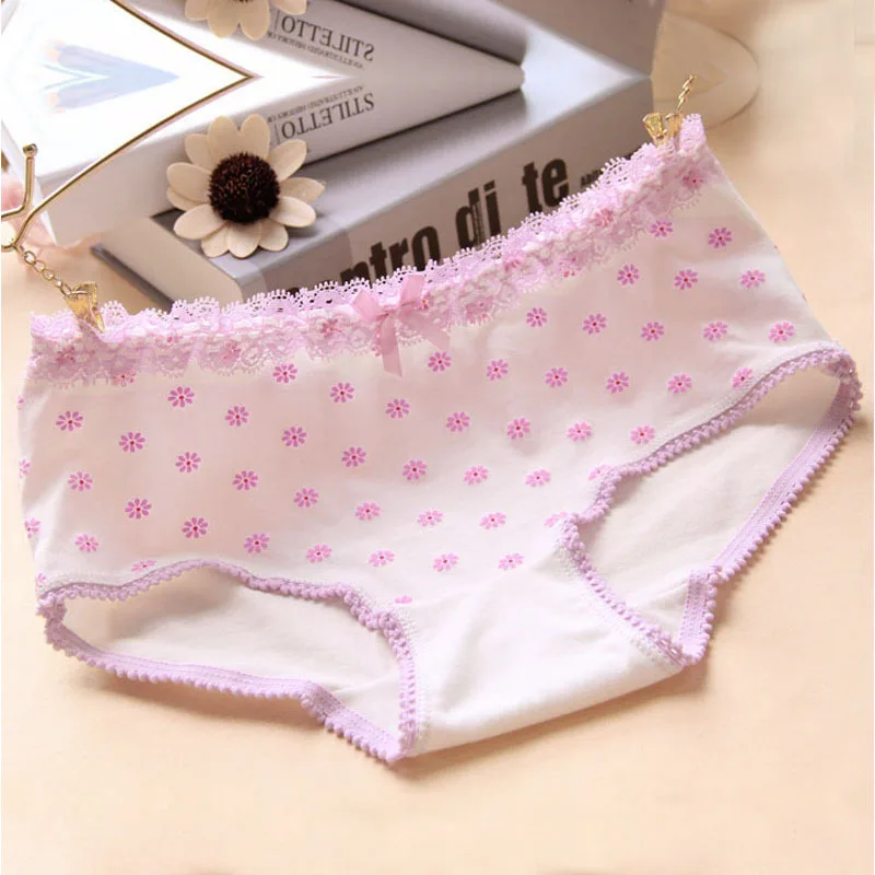 Women Panties Sexy Cotton Underwear Girls Cute Printed Intimates VS Love Pink Briefs Lady Breathable Underpants Lace Decoreation (5)