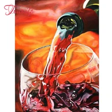 Touoilp DIY, полный квадрат, алмазная вышивка, красная бутылка вина фото на заказ, алмазная живопись, вышивка крестом, 3D, Алмазная мозаика, Декор