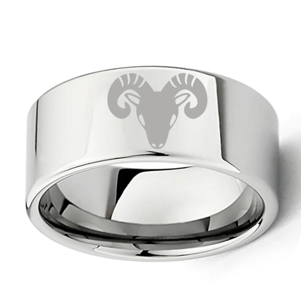 

Dropshipping 11mm Mens Big Band Tungsten Carbide Aries Zodiac Horoscope Polish Flat Ring Constellation Jewelry Size 7 to 13