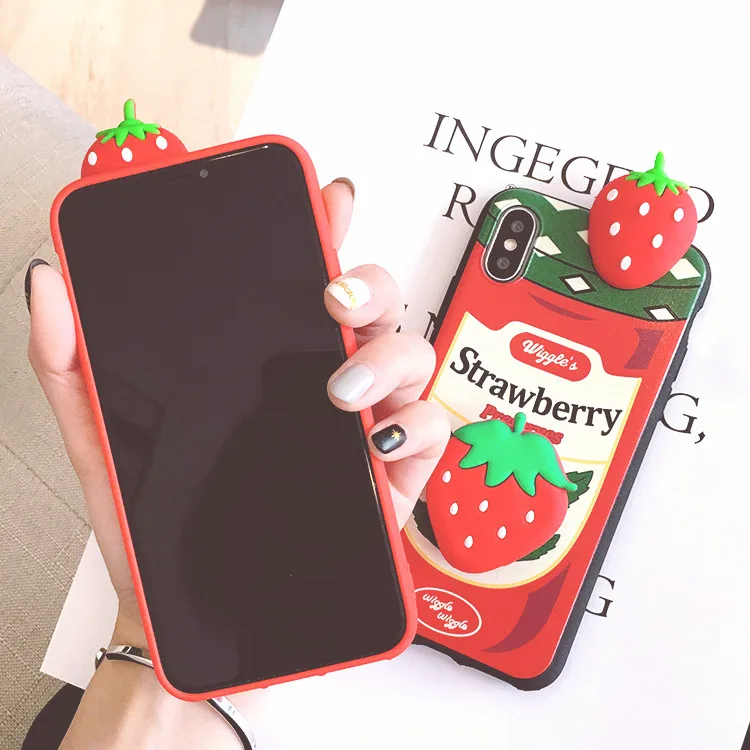 SAM S10 plus милый 3D чехол для телефона с клубничным джемом для samsung Galaxy S7 S8 S9plus S10E note8/note9 фрукты мягкий чехол+ подставка+ ремень