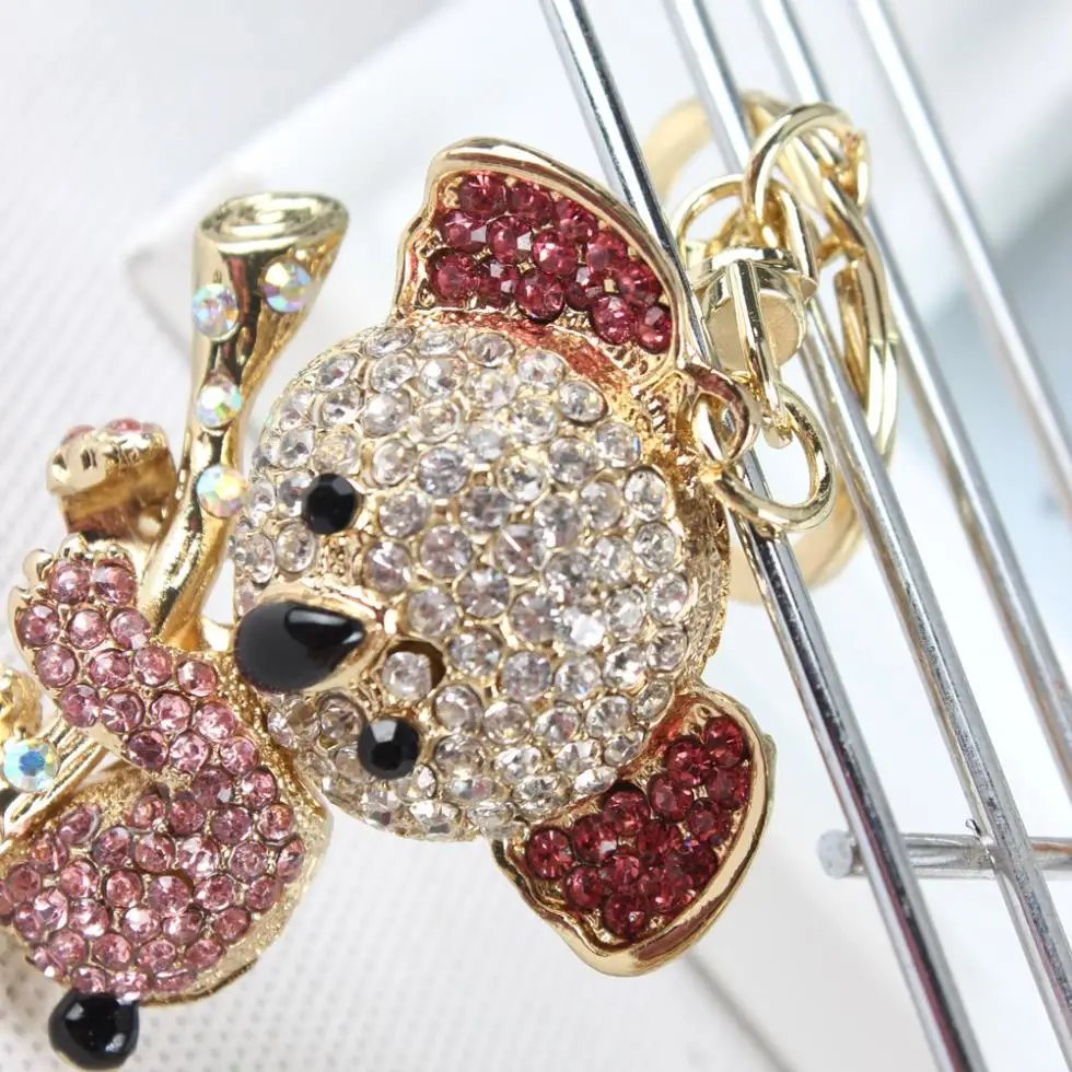 Горячая коала Розовый Медведь Дерево Шарм Прекрасный Кулон Шарм Кристалл кошелек сумка брелок для женщин в ювелирных изделиях милый подарок