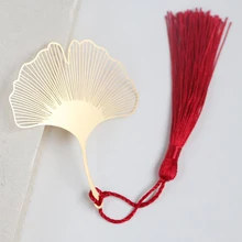 1 Pcs Vintage Chinese Style Hollow Gold Ginkgo Leaf Tassel Metal Bookmarks For Book Mark Paper Clip School Office Stationery