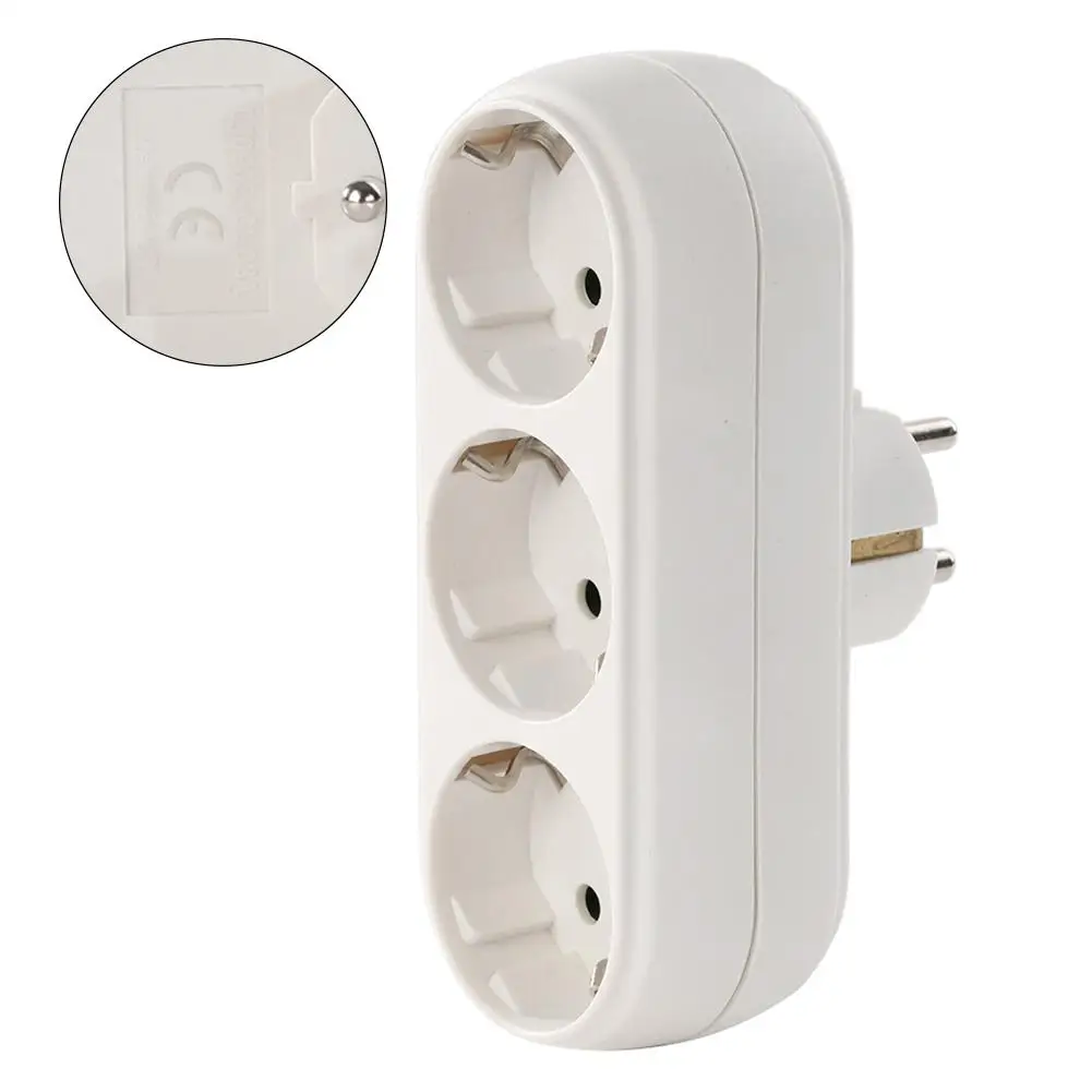 

New EU Plug 250V 16A 1 to 3 Way Travel Wall Charger Power Adapter Socket Outlet