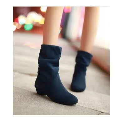 

Hot New Fashion Velvet Boots Scrub Women's Boots Shoes Spring And Autumn Boots Female Cotton Boots Low Thick Heel