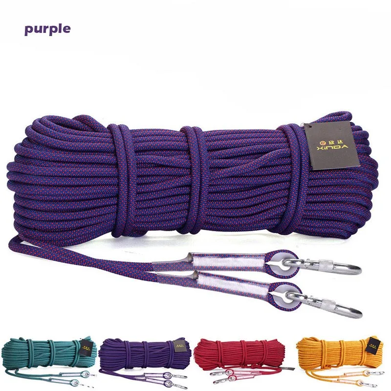purple Профессиональная 10 м прочная веревка для скалолазания 10,5 мм Диаметр 2.5KN высокопрочный Безопасный шнур для походов на открытом воздухе Спасательные аксессуары тросы - Цвет: purple