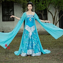 Синий эстетический Сказочный блестящий костюм Hanfu Feng Qing Xue женский костюм