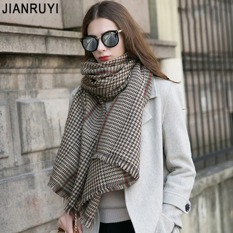 

Cross-border hot sale Europe and America autumn and winter houndstooth cashmere warm ladies scarf shawl dual-use one generation