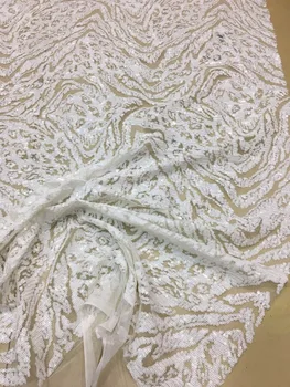 

Wholesale ZH-12283 Wedding Lace Sequins Fabric African embroidered lace Fabric