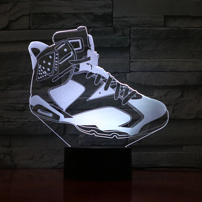 

Basketball Shoes Jordan Men Night Light Led 3D Illusion Decor RGB Boys Kids Baby Gifts Table Lamp Bedside Air Jordan 6 Sneakers