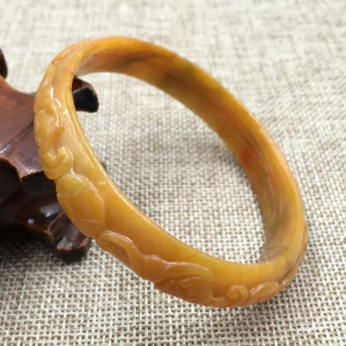 

Free shipping A-309 Beautiful China Hand-carved Orange Jadeite Gems Bracelet Bangle 63mm