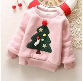 Зимний свитер для маленьких девочек; повседневные плотные бархатные теплые свитера для новорожденных мальчиков; Рождественская одежда для маленьких девочек - Цвет: picture color